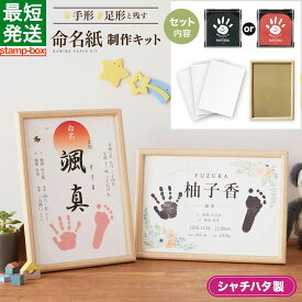 命名紙制作キット シャチハタ シヤチハタ 命名書 用紙 台紙 スタンプパット スタンプ PALM COLORS パームカラーズ 手形 足形 木型フレーム付き 新生児 赤ちゃん ベビー 出産祝い 誕生日 子ども デザイン かわいい おしゃれ 男の子 女の子 シンプル 内祝い ファーストアート