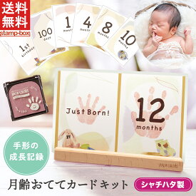 月齢おててカードキット【PALM COLORS パームカラーズ】 mezzo color(メゾカラー) シャチハタ シヤチハタ ファーストアート 成長記録 カード セット ギフト スタンプ 子育て 手形 足形 赤ちゃん ベビー 子ども マンスリーカード おしゃれ レビュー特典あり