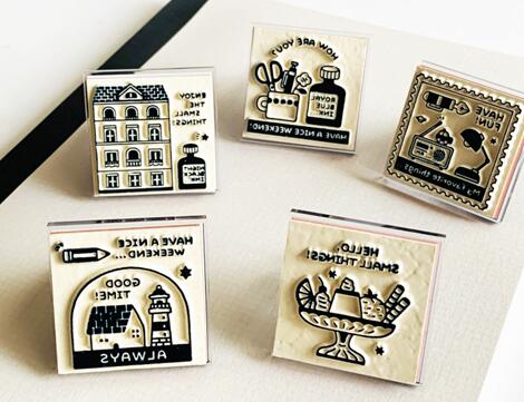 eric　アクリルスタンドスタンプ TOWN STAMP SNOWGLOBE Pudding INK POST Stained　glass PALETTE サンビー かわいい エリック　新商品　消しゴムはんこ　文具女子博 - 4