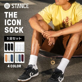STANCE SOCKS スタンス ソックス【ICON QUARTER 3PACK】 靴下 3足 セット ユニセックス S 21.5-24.5cm M 22.5-26.0cm L 25.5-29.0cm ギフト 男性 女性 彼氏 プレゼント 贈り物 厚手 おしゃれ シンプル メンズ レディース かっこいい コーデ 夏