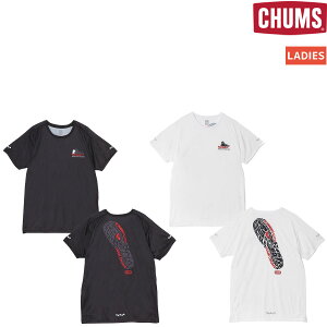 `X CHUMS Running Footprint T-Shirt jO tbg vg TVc fB[X X|[c WMO gbvX  N[lbN vI[o[ fC[[X ig y ʋC CH11-2