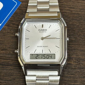スタンダード STANDARD カシオ CASIO CLASSIC デジタル 腕時計 AQ-230A-7AMQYJF クラシック シルバー　国内正規品　[ アナデジ　チプカシ プチプラ レトロモダンデザイン　ウォッチ 昭和 父の日　母の日 ]