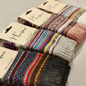 H FOOTWEAR Made in Portugal.FAIR ISLE ウール混レディースフェアアイル柄ソックス《約22.5〜25.5cm》[　洗濯機洗い可　ナチュラル志向　自然派　フェア島　ポルトガル製　　]【メール便送料無料キャンペーン中】