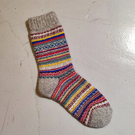 H FOOTWEAR Made in Portugal.FAIR ISLE ウール混レディースフェアアイル柄ソックス《約22.5〜25.5cm》[　洗濯機洗い可　ナチュラル志向　自然派　フェア島　ポルトガル製　　]【メール便送料無料キャンペーン中】