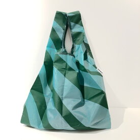 WOOD'D "STRIPE GREEN BAG"Reusable Polyester Bag「レジ袋要りません。から始めてみませんか？」地球にちょっとだけ優しいこと。[ウッド ポリエステル　イタリア　折り畳み エコバッグ マイバッグ　オシャレ　お洒落　]