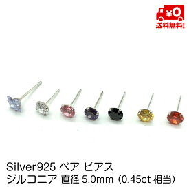 シルバー925 ピアス ペア スタッド ピアス キュービックジルコニア 直径5.0mm 20G メンズ レディース おしゃれ silver925 送料無料