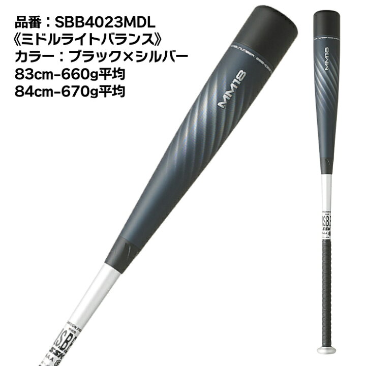 SSK エスエスケイ 78cm FRP製 JR MM18ミドル SBB5039MD ブラック×ゴールド 専用バットケース付き 少年軟式バット