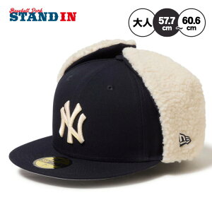 ニューエラ NEW ERA ニューヨーク・ヤンキース ドッグイヤー キャップ 耳当て付き NY 59FIFTY 5950 Dog Ear メンズ レディース ユニセックス 大人 一般 14668175 冬用 防寒 MLB メジャーリーグ 野球帽 帽