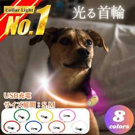 首輪 光る 大型犬 充電式 光る首輪 カラー LED ライト リード 光 点灯 点滅 蛍光 小型犬 中型犬 犬 USB充電式 夜 散歩 安全 事故防止 安全グッズ ペット用品 ドッググッズ 便利 簡単 サイズ調整可 レインボー S M おしゃれ かわいい 防水加工