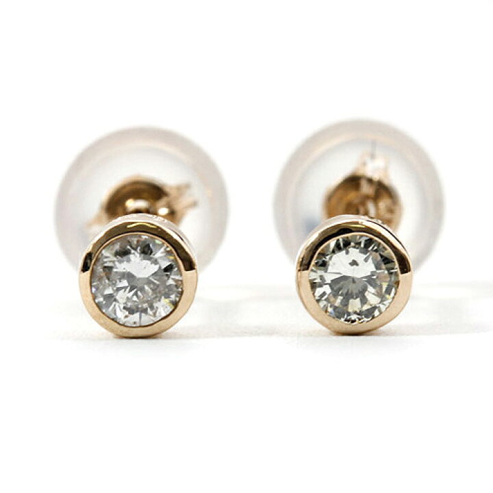 楽天市場】K18PG ダイヤ ピアス 一粒 ダイヤモンド 0.2ct 18金 ピンク 