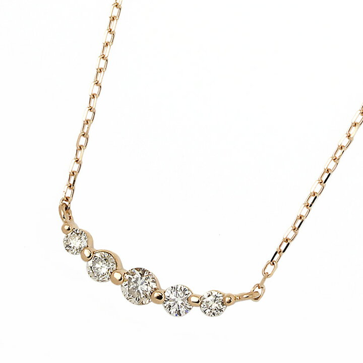 楽天市場】ダイヤモンド ネックレス K18 ピンクゴールド 0.3ct 5石 5粒 