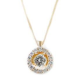 【テレビCMモデル】K18YG ダンシングストーン ネックレス ダイヤモンド 0.5ct 一粒 イエローゴールド サークル ペンダント ジュエリー アクセサリー【送料無料】