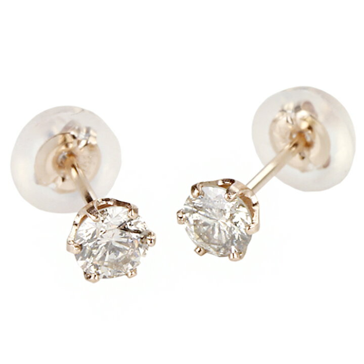 楽天市場】ダイヤモンド ピアス 一粒 K18 ピンクゴールド 合計0.1ct  