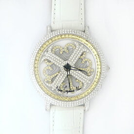 アンコキーヌ ネオ 45mm バイカラー ミニクロス シルバーベゼル インナーベゼルイエロー ホワイトベルト イール 正規品（腕時計・グルグル時計・残り僅か）