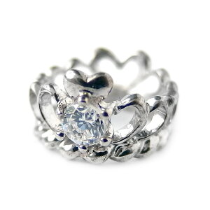 ベビーリング ネックレス ダイヤモンド 4月 誕生石 K10 ホワイトゴールド Babyリング ティアラ 王冠 クラウン シンプル ペンダント レディース