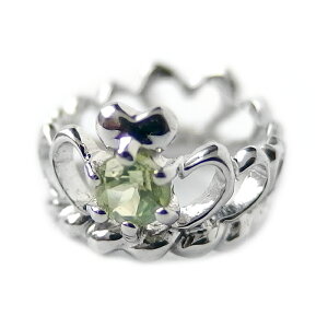 ベビーリング ネックレス ペリドット 8月 誕生石 K10 ホワイトゴールド Babyリング ティアラ 王冠 クラウン シンプル ペンダント レディース