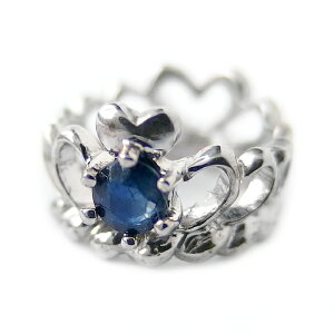 ベビーリング ネックレス サファイア 9月 誕生石 K10 ホワイトゴールド Babyリング ティアラ 王冠 クラウン シンプル ペンダント レディース