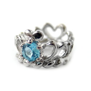 ベビーリング ネックレス ブルートパーズ 11月 誕生石 K10 ホワイトゴールド Babyリング ティアラ 王冠 クラウン シンプル ペンダント レディース