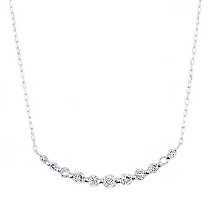 楽天市場】ダイヤモンド ネックレス 0.5ct K18 ホワイトゴールド 11粒 