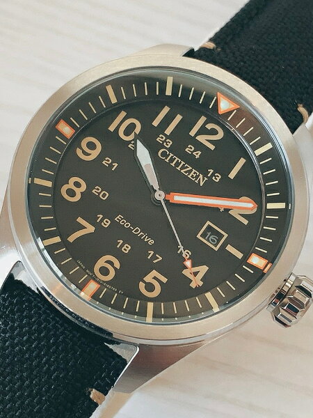 シチズン CITIZEN AW5000-24E 逆輸入 エコドライブ ミリタリー メンズ 時計 ウォッチ ブラック オレンジ