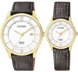 CITIZEN BD0043-08B-ER0203-00B シチズン 電池式 ペア ウォッチ 腕時計 時計 ゴールド レザーベルト 【送料無料】【代引手数料無料】