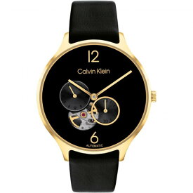 Calvin Klein 25200123 カルバンクライン 自動巻き オートマ ウォッチ 腕時計 時計 メンズ レザーベルト ブラック ゴールド【送料無料】