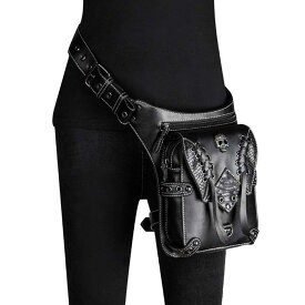 ウエストポーチ ウエストバッグ メンズ レディース スチームパンク おしゃれ レッグポーチ レッグバッグ レトロ スカル サイクリング バイク ツーリング ロック パンク ヴィンテージ ドクロ ゴスロリ コスプレ ビジュアル系 ヴィジュアル系 V系 男女兼用 ブラック 黒 新入荷