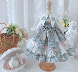BJDドール服 ワンピース ロリィタ ヘッドドレス セット 花柄 ウサギ柄 ブライス ぬいぐるみ 1/3 1/4 1/6 アウトフィット ドール用衣装 ロリータ風 レース リボン フリル おしゃれ 可愛い クラシカルドレス コットン素材 春 夏 秋 冬 ギフトにも