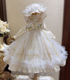 BJDドール服 ロリータ ワンピース ボンネット ハンドメイド セット 女の子 服 ドレス ブライス 人形用ロリータ衣装 レーススカート 人形用服 1/3 1/4 1/6 BJD対応 ドール用ドレス ぬいぐるみ用 おしゃれ アウトフィット リボンワンピース 大きなリボン