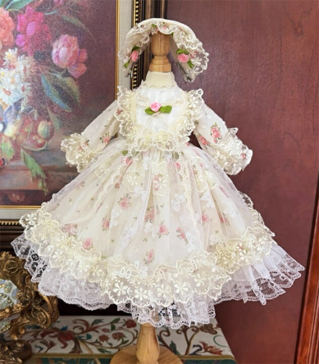 楽天市場】BJDドール服 ロリータワンピース ボンネット セット 花柄 