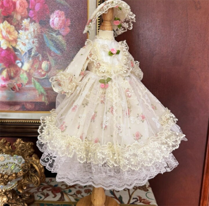 楽天市場】BJDドール服 ロリータワンピース ボンネット セット 花柄 