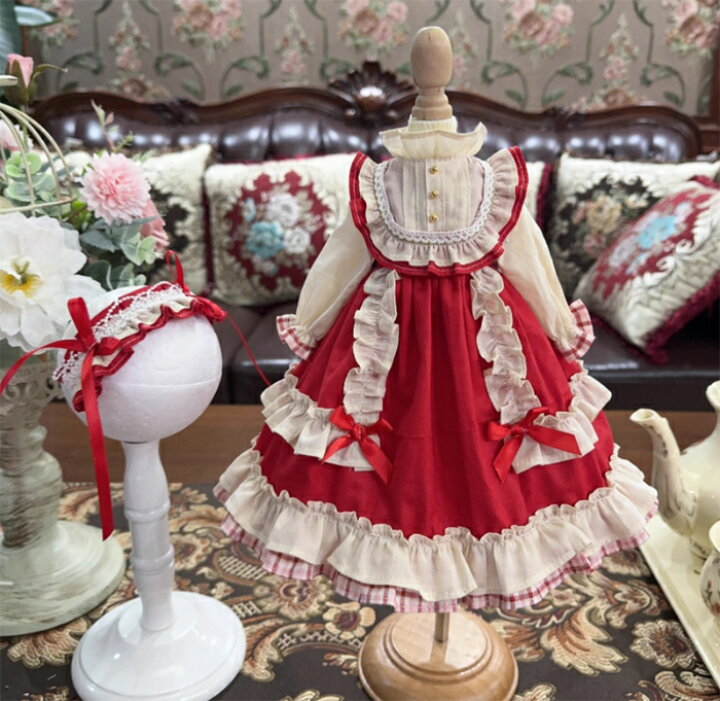 楽天市場】ドール服 BJD レッド ワンピース ヘッドドレスセット 1/3 1 