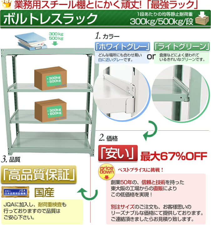 楽天市場】送料無料【激安】国産スチールラック (300kg/段)高さ150 