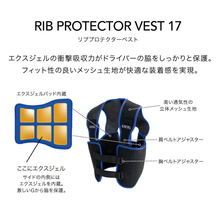 楽天市場】EXGEL エクスジェル リブプロテクターベスト17 レーシング 