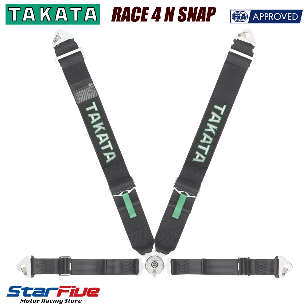 TAKATA/タカタ 4点式シートベルト RACE 4 N SNAP ブラック FIA 8853-2016公認