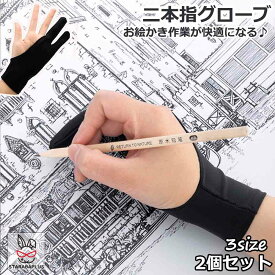 【全品対象 最大1,500円OFF】二本指グローブ 2本指 グローブ 手袋 絵描き お絵描き 製図 洗濯OK 触り心地 右利き 左効き 両用 手袋 2個セット 送料無料