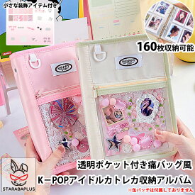 「最大★P10倍+P10倍」k-popアイドルトレカ収納アルバム 痛バッグ風カード収納アルバム 透明ポケット 痛バッグ風k-popトレカケース コレクトバッグ 缶バッジ 推しのグッズ K-POP公式フォトカード 推しのトレカ 両面4ポケットリフィル20枚 最大160枚収納 送料無料