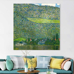 「★エントリーでポイント10倍」グスタフ クリムト アッター湖畔のリッツルベルク 名画 絵画 60cm×60cm ファブリック インテリア 人気 壁掛け 装飾 ホテル カフェ 旅館 リビング オシャレ アー