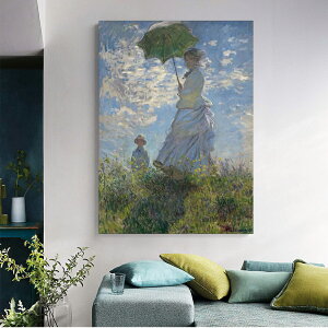 「★エントリーでポイント10倍」モネ 散歩、日傘をさす女 油絵 風景画 壁掛け 名画 ファブリック パネル オシャレ インテリア アートパネル リビング プレゼント アートフレーム 送料無料