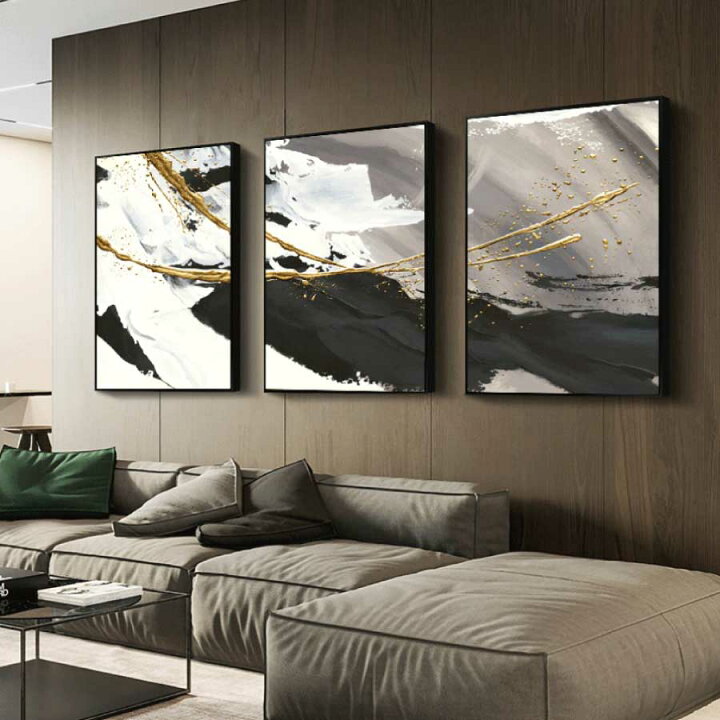 楽天市場】モノトーン 3枚セット 絵画 インテリア ファブリック パネル 