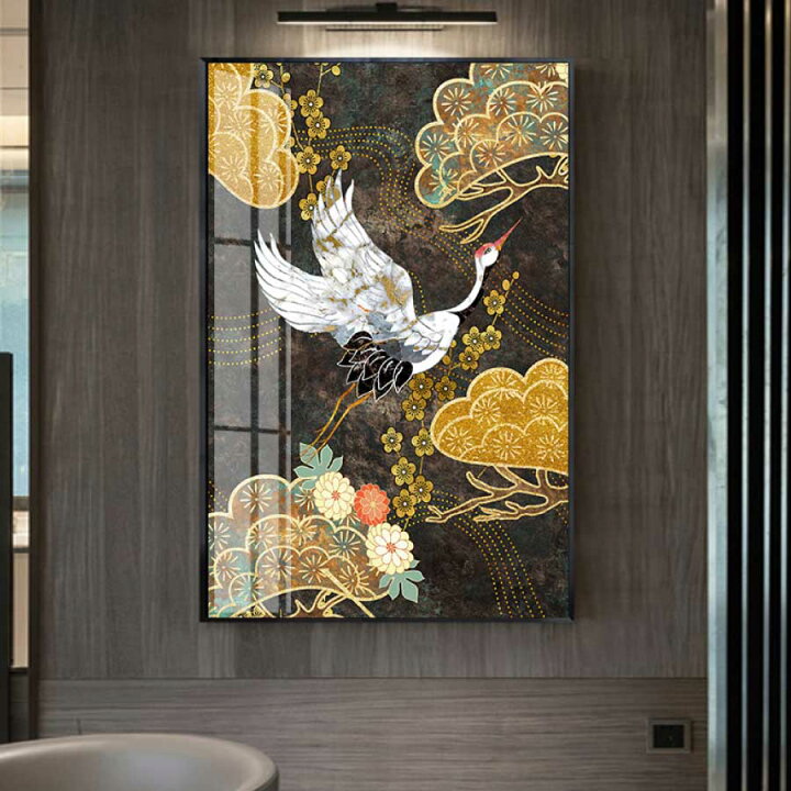 楽天市場】絵画 和柄 ツル 鶴 パネル アルミ枠 アート 植物 人気 