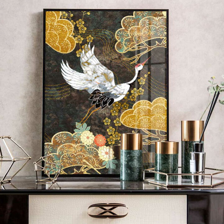 楽天市場】「エントリーでポイント10倍 」絵画 和柄 ツル 鶴 