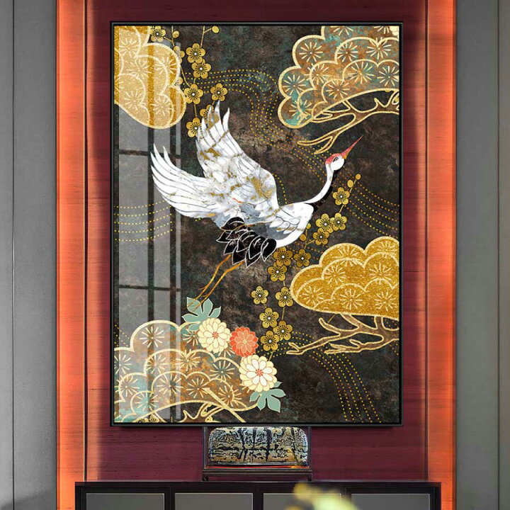 楽天市場】絵画 和柄 ツル 鶴 パネル アルミ枠 アート 植物 人気 