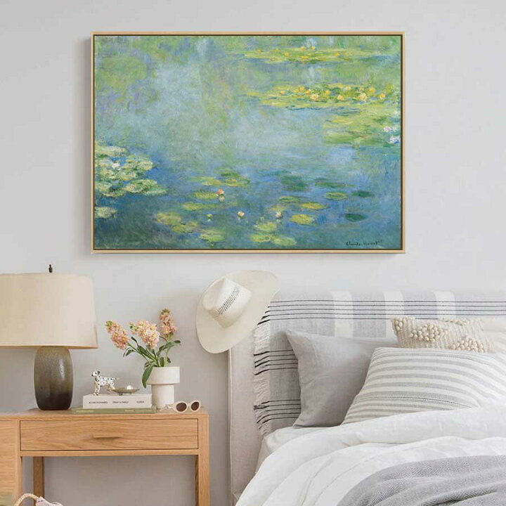 在庫処分 クロード モネ 睡蓮 スイレン 枠付き 油絵 風景画 壁掛け 名画 ファブリック パネル オシャレ インテリア アートパネル リビング プレゼント 送料無料 Supplystudies Com