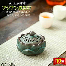 「要エントリー★ポイント最大20倍」 アジアン風 香炉 渦巻き線香ホルダー インテリア 蚊取り線香ホルダー 線香入れ 磁器 香皿 蓋付き 難燃綿付き 送料無料