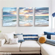 ★ポイント10倍★ ファブリックパネル 3枚セット 風景 朝焼け 朝日 海 インテリア 人気 絵 30×40cm 40×…