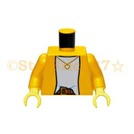 レゴ パーツ ミニフィグトルソー ネックレスとブライトライトオレンジのジャケット柄 LEGO ばら売り