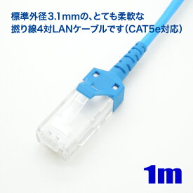 極細径 LAN ケーブル 1m cat5e 対応 撚り線 ストレート結線 568B 岡野電線【在庫品】
