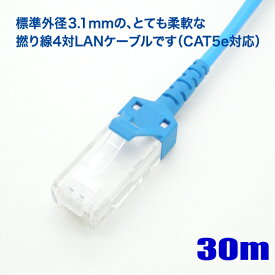 極細径 LAN ケーブル 30m cat5e 対応 撚り線 ストレート結線 568B 岡野電線【在庫品】