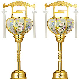 盆提灯 霊前灯 回転灯 [張 1号～4号] ゴールド [一対入] 高さ37～54cm [U6601-6604] [お盆 初盆 新盆 お盆用品 盆棚用品]